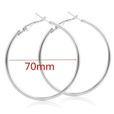 40 mm 60 mm 70 mm 80 mm преувеличават големи гладки кръгли обеци с обръч Brincos Прости парти кръгли обеци за жени Бижута
