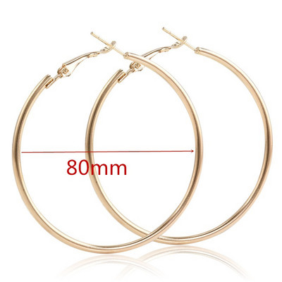40 mm 60 mm 70 mm 80 mm преувеличават големи гладки кръгли обеци с обръч Brincos Прости парти кръгли обеци за жени Бижута