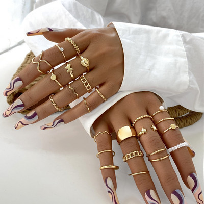 Senovinis tuščiavidurių širdies drugelių žiedų rinkinys moterims metalo sidabro spalvos geometrinis spiralės formos žiedas 22 vnt. 2022 m. madingi papuošalai