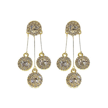 Πολυτελή στρογγυλά σκουλαρίκια με φούντα από στρας για γυναίκες με γυαλιστερή ιδιοσυγκρασία Χρυσά ασημί σκουλαρίκια 2022 Νέα κοσμήματα