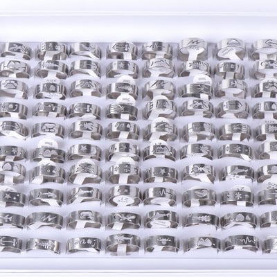 20 vnt./stal. Madingi klasikiniai tuščiaviduriai dryžiai šviečiantys vyriški moteriški nerūdijančio plieno papuošalų žiedai, skirti vakarėliui dovanoti vestuvių sužadėtuvėms