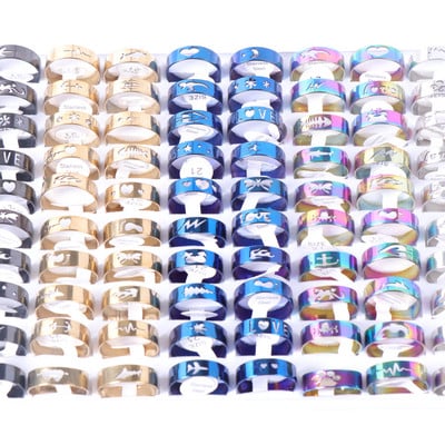 20 vnt./stal. Madingi klasikiniai tuščiaviduriai dryžiai šviečiantys vyriški moteriški nerūdijančio plieno papuošalų žiedai, skirti vakarėliui dovanoti vestuvių sužadėtuvėms