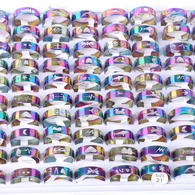 20 vnt./stal. Madingi klasikiniai tuščiaviduriai dryžiai šviečiantys vyriški moteriški nerūdijančio plieno papuošalų žiedai, skirti vakarėliui dovanoti vestuvių sužadėtuvėms