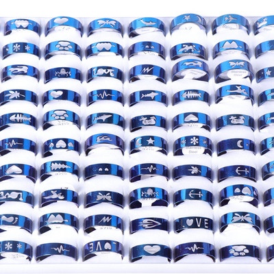 20 vnt./stal. Madingi klasikiniai tuščiaviduriai dryžiai šviečiantys vyriški moteriški nerūdijančio plieno papuošalų žiedai, skirti vakarėliui dovanoti vestuvių sužadėtuvėms