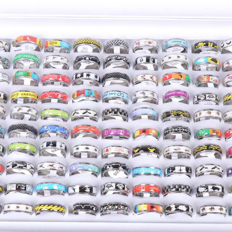 20 vnt./stal. Madingi klasikiniai tuščiaviduriai dryžiai šviečiantys vyriški moteriški nerūdijančio plieno papuošalų žiedai, skirti vakarėliui dovanoti vestuvių sužadėtuvėms