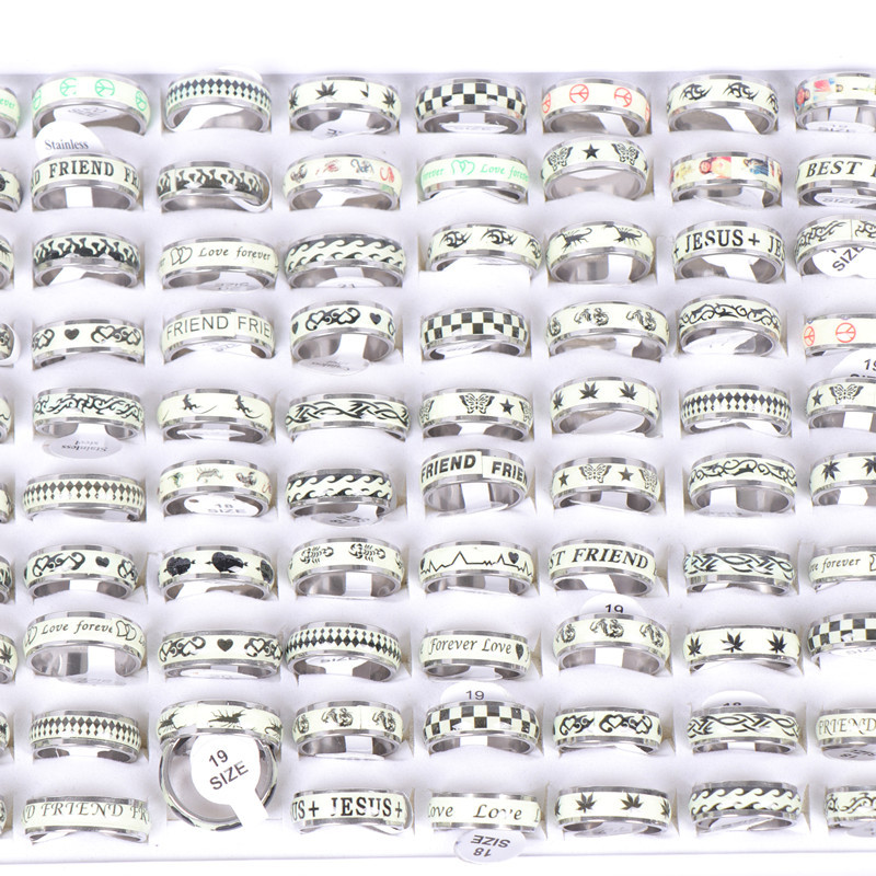 20 vnt./stal. Madingi klasikiniai tuščiaviduriai dryžiai šviečiantys vyriški moteriški nerūdijančio plieno papuošalų žiedai, skirti vakarėliui dovanoti vestuvių sužadėtuvėms