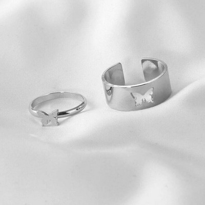 Set de inele punk din metal cu fluture la modă pentru femei, fete, bijuterii de petrecere, cadouri, accesorii de modă, cataramă, inel pentru degetul arătător pentru femei