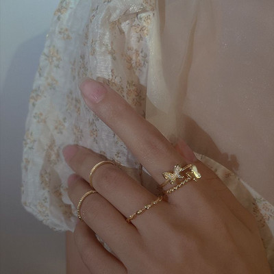 Set de inele punk din metal cu fluture la modă pentru femei, fete, bijuterii de petrecere, cadouri, accesorii de modă, cataramă, inel pentru degetul arătător pentru femei