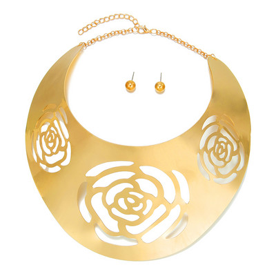 Liffly African Big Chokers Colier pentru femei Statement Metal Geometric Guler Colier Brățară Indian Party Bijuterii Seturi