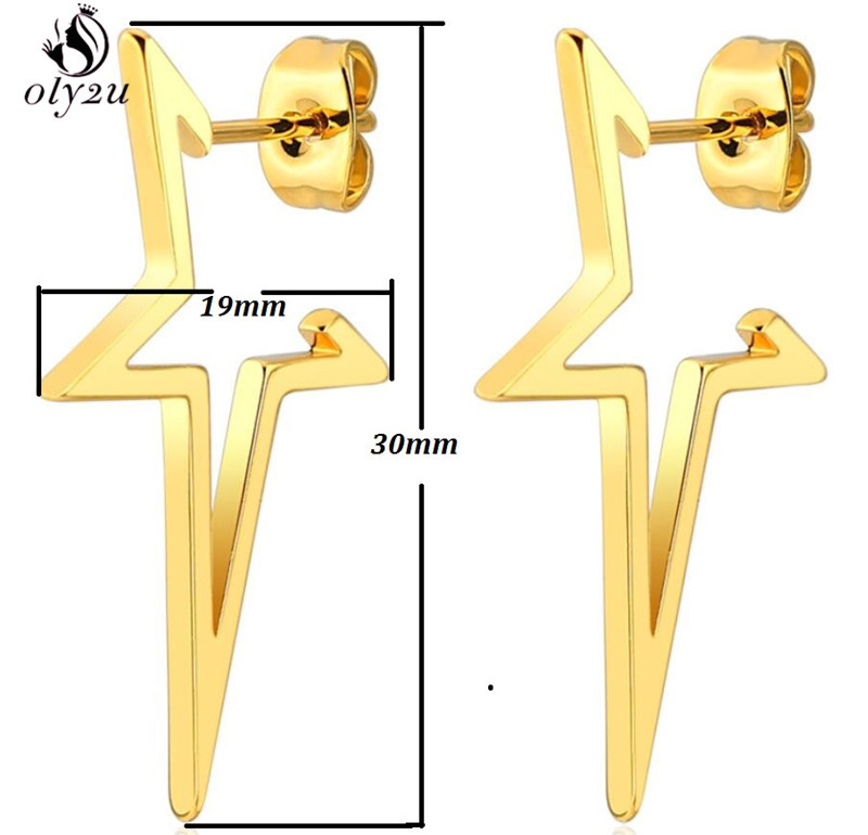 Oly2u Big Star Earrings Punk Stud Earrings Simplicity Rozsdamentes acél fülbevaló Női Ékszer 2019 Nagyker Oorbellen