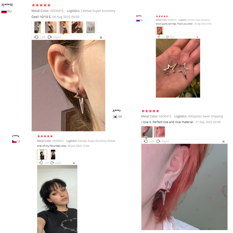 Oly2u Big Star Earrings Punk Stud Earrings Simplicity Rozsdamentes acél fülbevaló Női Ékszer 2019 Nagyker Oorbellen