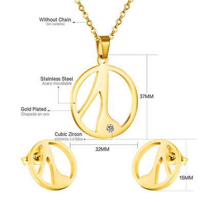 cccam spain 2023stable kerek, nagy fa mintás medál nyaklánc és fülbevaló szett rozsdamentes acél ékszerkészlet nőknek ajándék