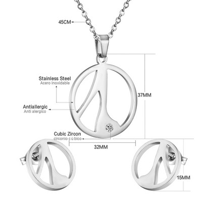 cccam spain 2023stable kerek, nagy fa mintás medál nyaklánc és fülbevaló szett rozsdamentes acél ékszerkészlet nőknek ajándék