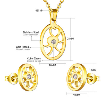 cccam spain 2023stable kerek, nagy fa mintás medál nyaklánc és fülbevaló szett rozsdamentes acél ékszerkészlet nőknek ajándék