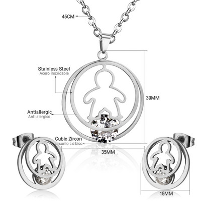 cccam spain 2023stable kerek, nagy fa mintás medál nyaklánc és fülbevaló szett rozsdamentes acél ékszerkészlet nőknek ajándék