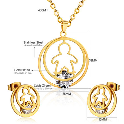 cccam spain 2023stable kerek, nagy fa mintás medál nyaklánc és fülbevaló szett rozsdamentes acél ékszerkészlet nőknek ajándék