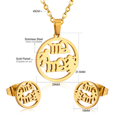 cccam spain 2023stable kerek, nagy fa mintás medál nyaklánc és fülbevaló szett rozsdamentes acél ékszerkészlet nőknek ajándék