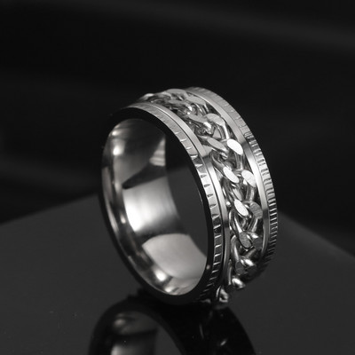 Nou inel rotativ de cuplu din oțel inoxidabil de înaltă calitate, inele rotative cu lanț spinner pentru femei, bărbați, bijuterii punk, cadou de petrecere