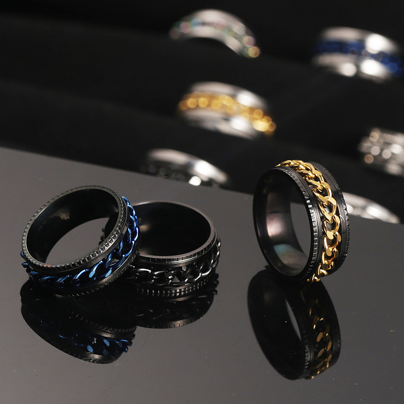 Nou inel rotativ de cuplu din oțel inoxidabil de înaltă calitate, inele rotative cu lanț spinner pentru femei, bărbați, bijuterii punk, cadou de petrecere