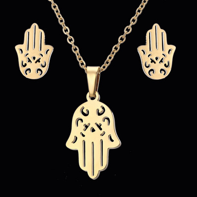 Rinhoo szerelem rózsa virág hópehely pillangó szárny macska rozsdamentes acél szettek női kókuszfa csillag disznó nyaklánc fülbevaló szett