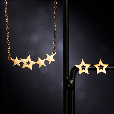 Rinhoo szerelem rózsa virág hópehely pillangó szárny macska rozsdamentes acél szettek női kókuszfa csillag disznó nyaklánc fülbevaló szett