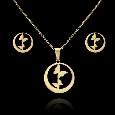 Rinhoo szerelem rózsa virág hópehely pillangó szárny macska rozsdamentes acél szettek női kókuszfa csillag disznó nyaklánc fülbevaló szett