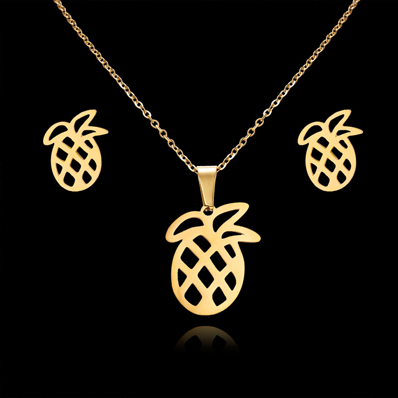 Rinhoo szerelem rózsa virág hópehely pillangó szárny macska rozsdamentes acél szettek női kókuszfa csillag disznó nyaklánc fülbevaló szett