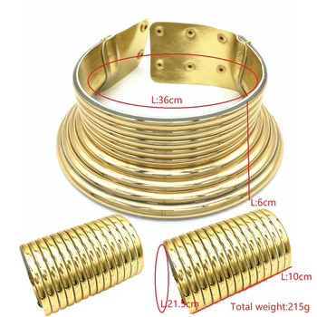 Liffly Африканско колие Комплекти бижута Преувеличено колие с чокър Гривна с две ръце Етиопски комплект за сватбено тържество Комплект бижута