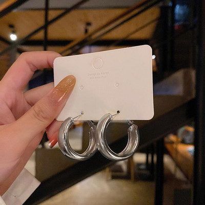 Set de cercei cu cerc cu fluture de culoare argintiu LATS, la modă, pentru femei, fete, geometric, neregulat, rășină, acrilic, cercei, bijuterii