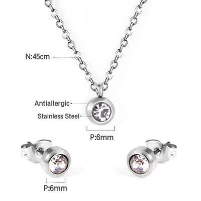 Koreai divat rozsdamentes acél fülbevaló medál nyaklánc szett gyöngy szett cirkónia ékszer készletek nőknek esküvői nagykereskedés