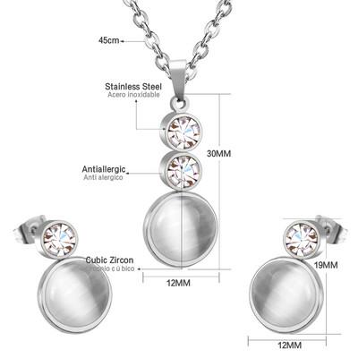 Koreai divat rozsdamentes acél fülbevaló medál nyaklánc szett gyöngy szett cirkónia ékszer készletek nőknek esküvői nagykereskedés