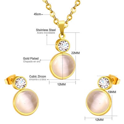 Koreai divat rozsdamentes acél fülbevaló medál nyaklánc szett gyöngy szett cirkónia ékszer készletek nőknek esküvői nagykereskedés