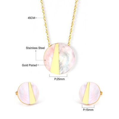 Koreai divat rozsdamentes acél fülbevaló medál nyaklánc szett gyöngy szett cirkónia ékszer készletek nőknek esküvői nagykereskedés