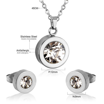 Koreai divat rozsdamentes acél fülbevaló medál nyaklánc szett gyöngy szett cirkónia ékszer készletek nőknek esküvői nagykereskedés