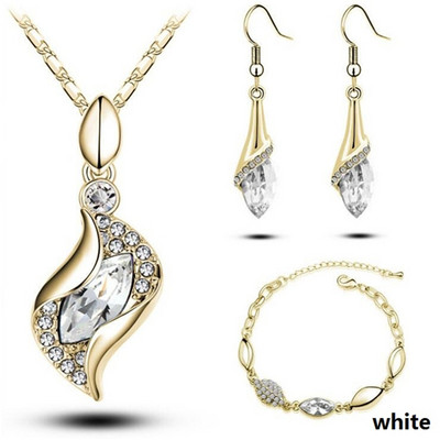 ZOSHI Seturi de bijuterii africane de culoare aurie pentru femei Accesorii nunta mireasa cristal pandantiv colier cercei set bratara