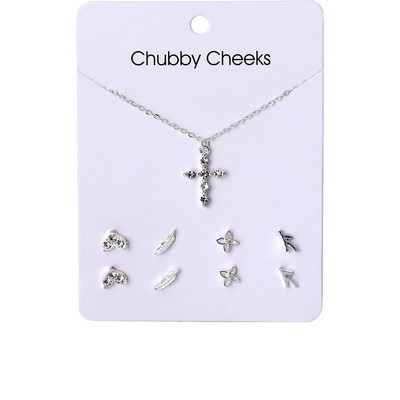 VKME koreai női fülbevaló kereszt nyaklánc ékszer készletek női divatékszer 2021 kristály szív fülbevaló