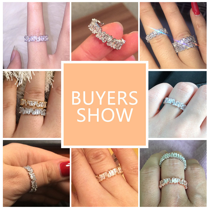 ZAKOL Fashion Luxury Multicolor Charm AAA Baguette Cubic cirkónia jegygyűrű nőknek T alakú Stone Party Ékszer FSRP252