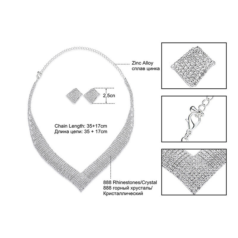 Prabangūs krištolo vestuvinių papuošalų rinkiniai Afrikos karoliukai Sidabro spalvos Kalnų krištolas Moterų mergaičių karolių rinkiniai Sužadėtuvių vakarėlio dovanos