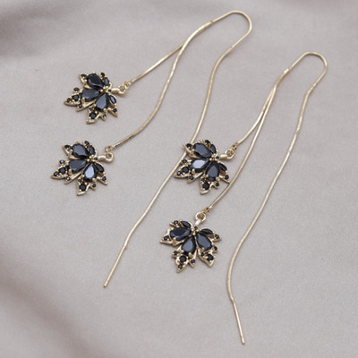 Κορέα Νέα κοσμήματα μόδας 14 καρατίων επιχρυσωμένα πορτοκαλί ζιργκόν κρεμαστά σκουλαρίκια με φύλλα σφενδάμου Κολιέ Κομψά αξεσουάρ για γυναικεία πάρτι