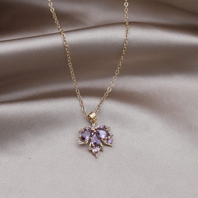 Κορέα Νέα κοσμήματα μόδας 14 καρατίων επιχρυσωμένα πορτοκαλί ζιργκόν κρεμαστά σκουλαρίκια με φύλλα σφενδάμου Κολιέ Κομψά αξεσουάρ για γυναικεία πάρτι