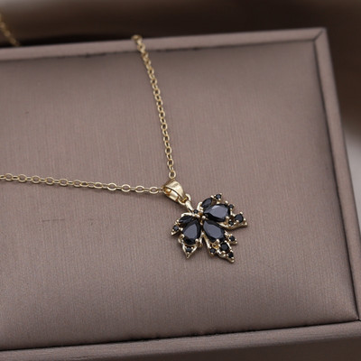 Κορέα Νέα κοσμήματα μόδας 14 καρατίων επιχρυσωμένα πορτοκαλί ζιργκόν κρεμαστά σκουλαρίκια με φύλλα σφενδάμου Κολιέ Κομψά αξεσουάρ για γυναικεία πάρτι