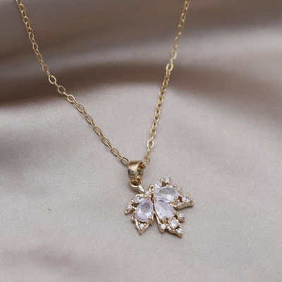 Κορέα Νέα κοσμήματα μόδας 14 καρατίων επιχρυσωμένα πορτοκαλί ζιργκόν κρεμαστά σκουλαρίκια με φύλλα σφενδάμου Κολιέ Κομψά αξεσουάρ για γυναικεία πάρτι