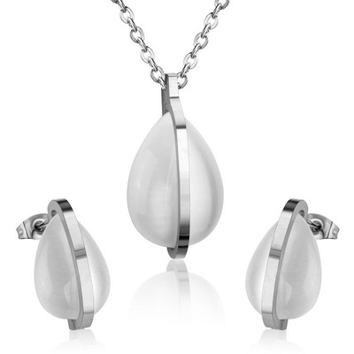 серьги2022 Trendi Pearl Steel Ball medál arany színű nyaklánc és fülbevaló szett rozsdamentes acél ékszer szett női lányoknak ajándék