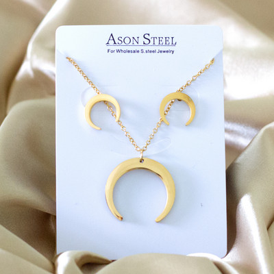 серьги2022 Trendi Pearl Steel Ball medál arany színű nyaklánc és fülbevaló szett rozsdamentes acél ékszer szett női lányoknak ajándék