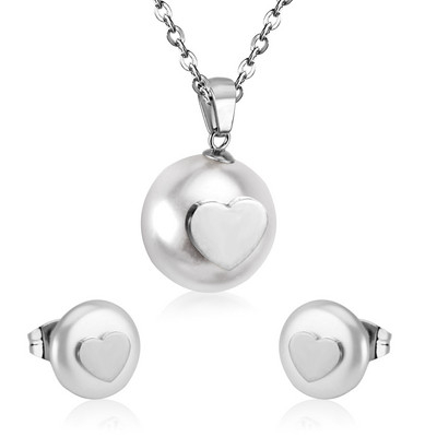 серьги2022 Trendi Pearl Steel Ball medál arany színű nyaklánc és fülbevaló szett rozsdamentes acél ékszer szett női lányoknak ajándék
