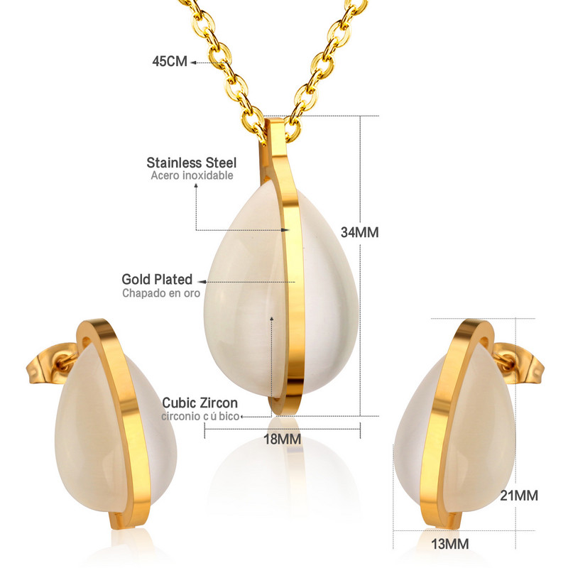 серьги2022 Trendi Pearl Steel Ball medál arany színű nyaklánc és fülbevaló szett rozsdamentes acél ékszer szett női lányoknak ajándék