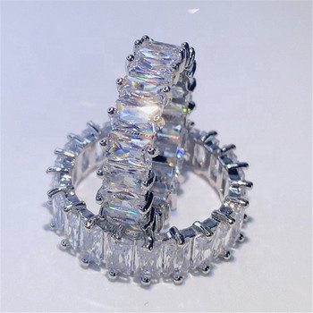 Ekopdee Luxury Band Zircon Rings for Women Eternity Promise CZ Crystal Finger Ring Годежни сватбени бижута Гореща разпродажба Любовен подарък