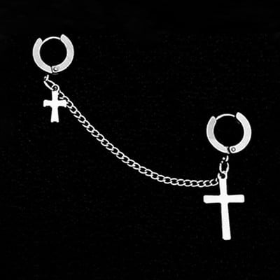 LATS 1 bucată din oțel inoxidabil cercei fără durere pentru urechi pentru bărbați, femei, punk, argintiu, cercei falși, bijuterii, cadouri