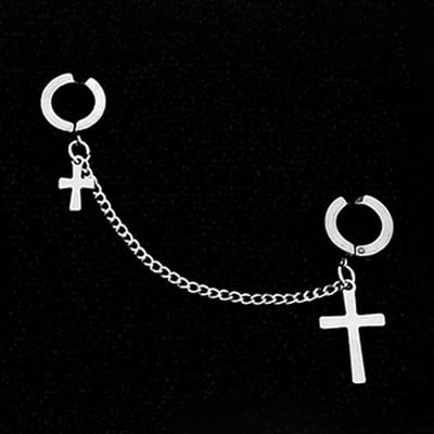 LATS 1 bucată din oțel inoxidabil cercei fără durere pentru urechi pentru bărbați, femei, punk, argintiu, cercei falși, bijuterii, cadouri