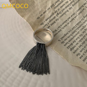 Inel de culoare argintiu QMCOCO pentru femei, la modă, farmec elegant, vintage, creativ, unic, design cu ciucuri, inel cu personalitate, bijuterii de petrecere
